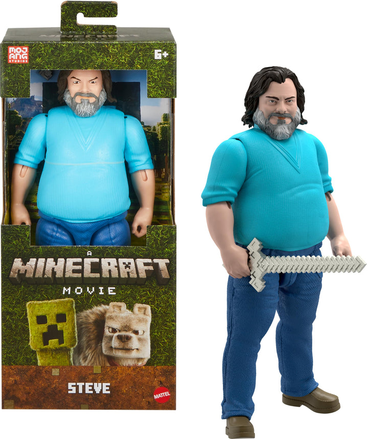 Mattel Minecraft Grosse Actionfiguren, 30 cm grosse, bewegliche Steve-Sammelfigur, inspiriert von Ei