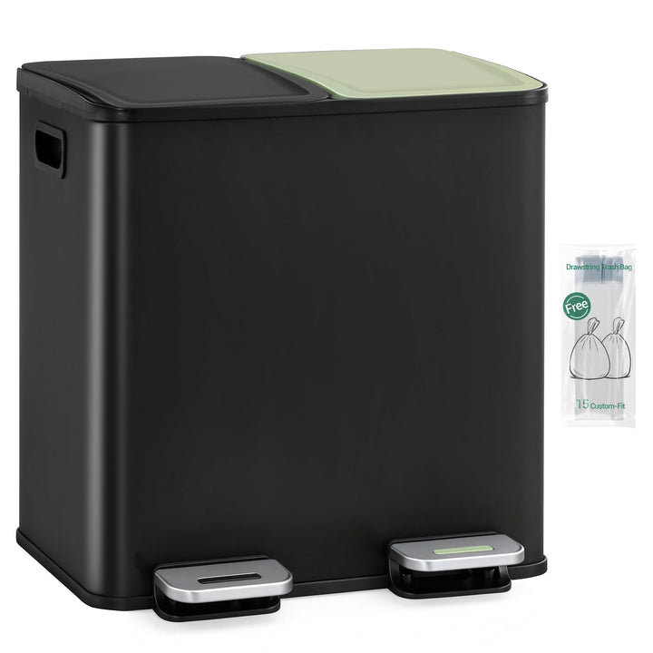 Hzuaneri Mülleimer Küche, 2 x 15 L, Mülltrennsystem 2 Fächer, Mülleimer mit Farbigem Soft-Close-Deck