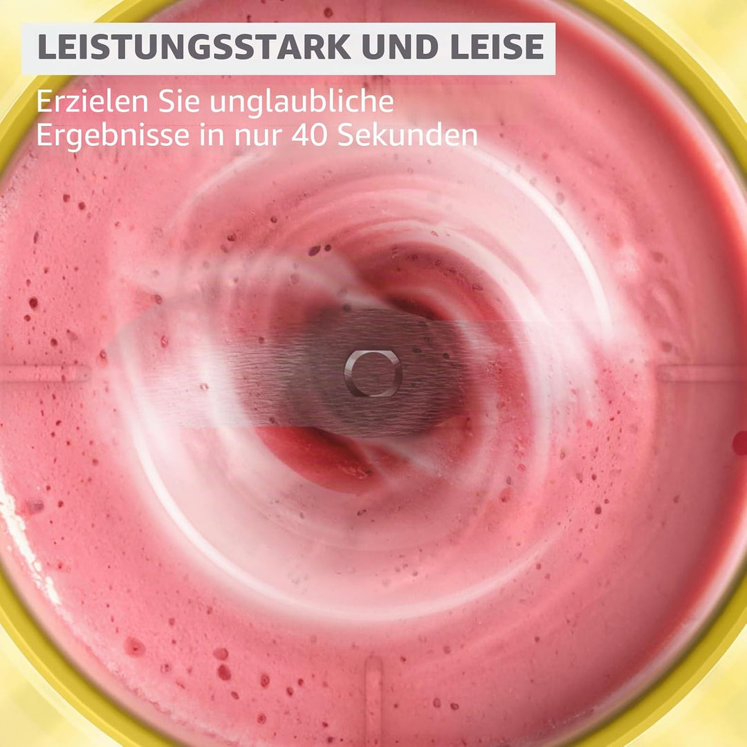 Moulinex Lightmix LM1C0210 Tragbarer Standmixer, 300 ml, leistungsstark, wiederaufladbar, Gelb