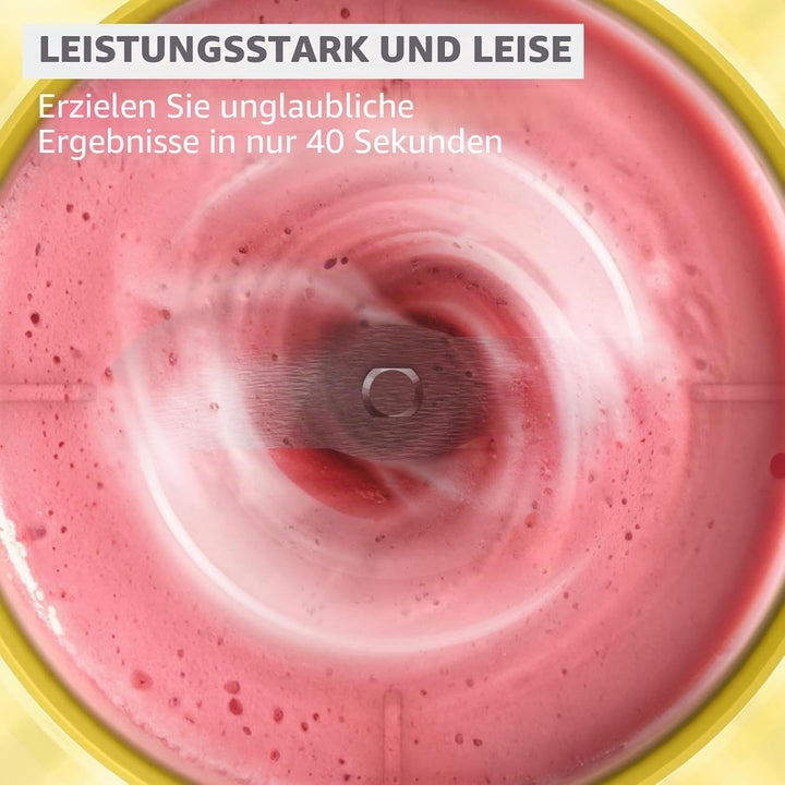 Moulinex Lightmix LM1C0210 Tragbarer Standmixer, 300 ml, leistungsstark, wiederaufladbar, Gelb