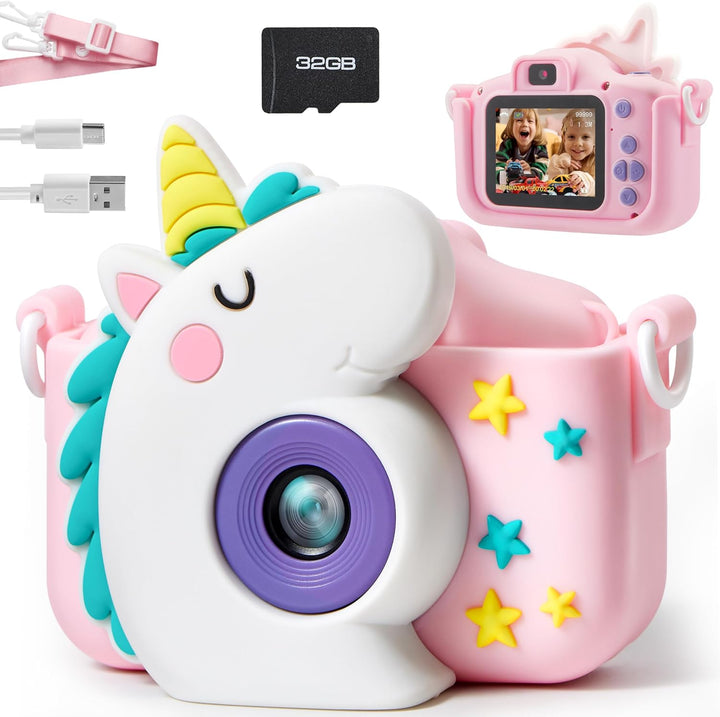 SYNCFUN Kinderkamera,Digitalkamera Kinder Spielzeug 1080P HD Kinder Kamera mit 32GB Karte Fotoappara