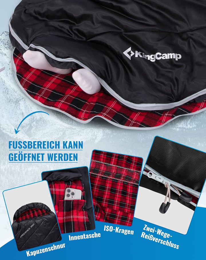 KingCamp Schlafsack XXL Baumwolle Flanell für Erwachsene, Übergrösse Warm Deckenschlafsack Winter fü