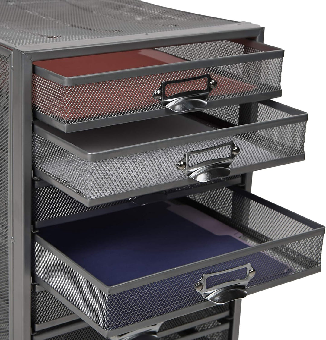 Mind Reader Mesh Desk Aufbewahrungs-Organizer, robust, vielseitig einsetzbar, Metall, Silber 10 Schu