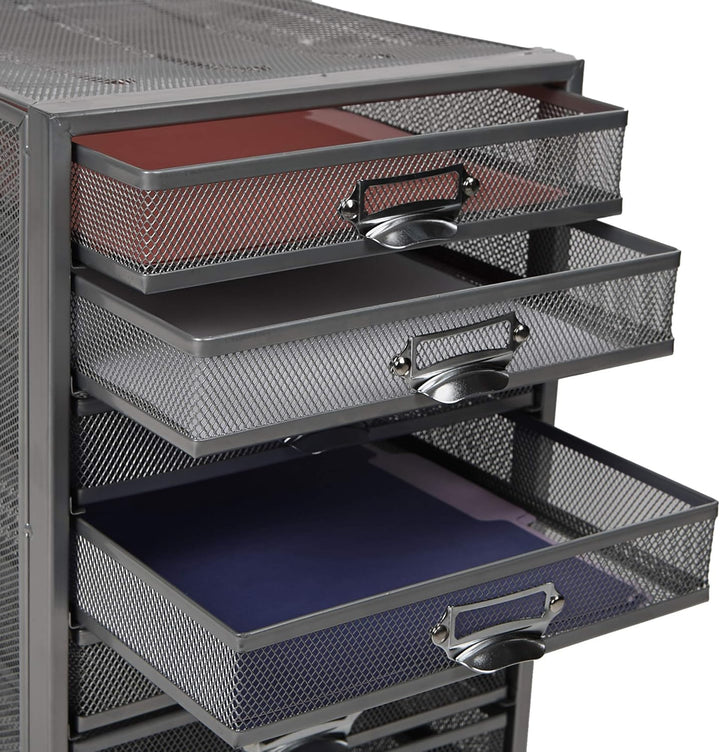 Mind Reader Mesh Desk Aufbewahrungs-Organizer, robust, vielseitig einsetzbar, Metall, Silber 10 Schu