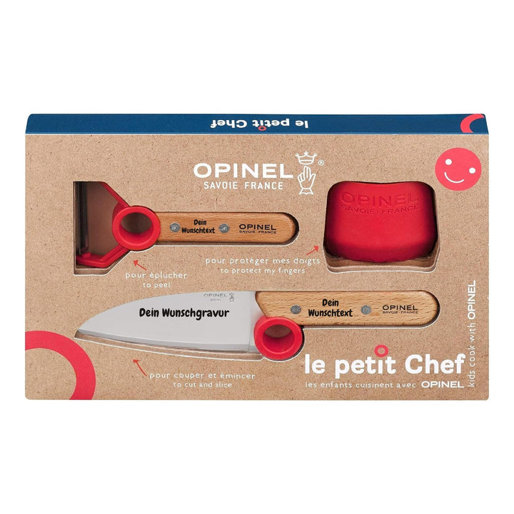 Opinel Le Petit Chef Kinder-Küchenmesser-Set mit Holzgriff | 3-teilig | persönliche Gravur | Sparsch