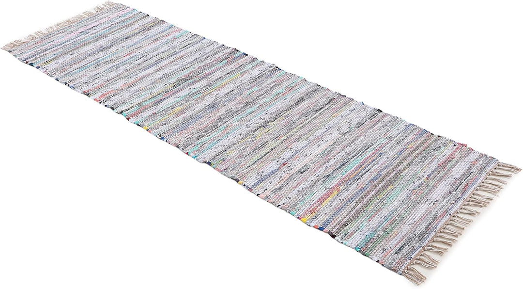 carpetfine Flachgewebeteppich Kelim Chindi Läufer beige 60x180 cm | Moderner Teppich für Wohn- und S