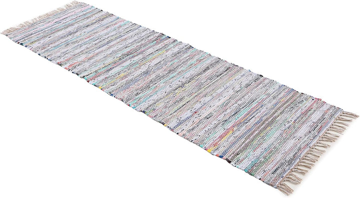 carpetfine Flachgewebeteppich Kelim Chindi Läufer beige 60x180 cm | Moderner Teppich für Wohn- und S