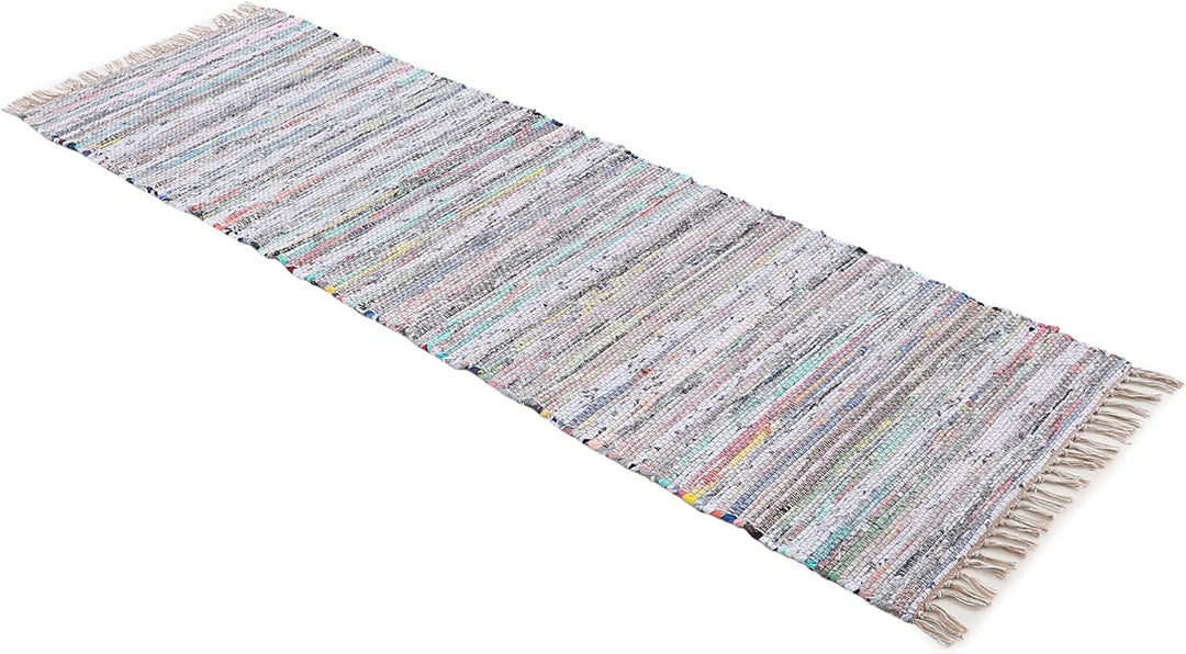 carpetfine Flachgewebeteppich Kelim Chindi Läufer beige 80x350 cm | Moderner Teppich für Wohn- und S