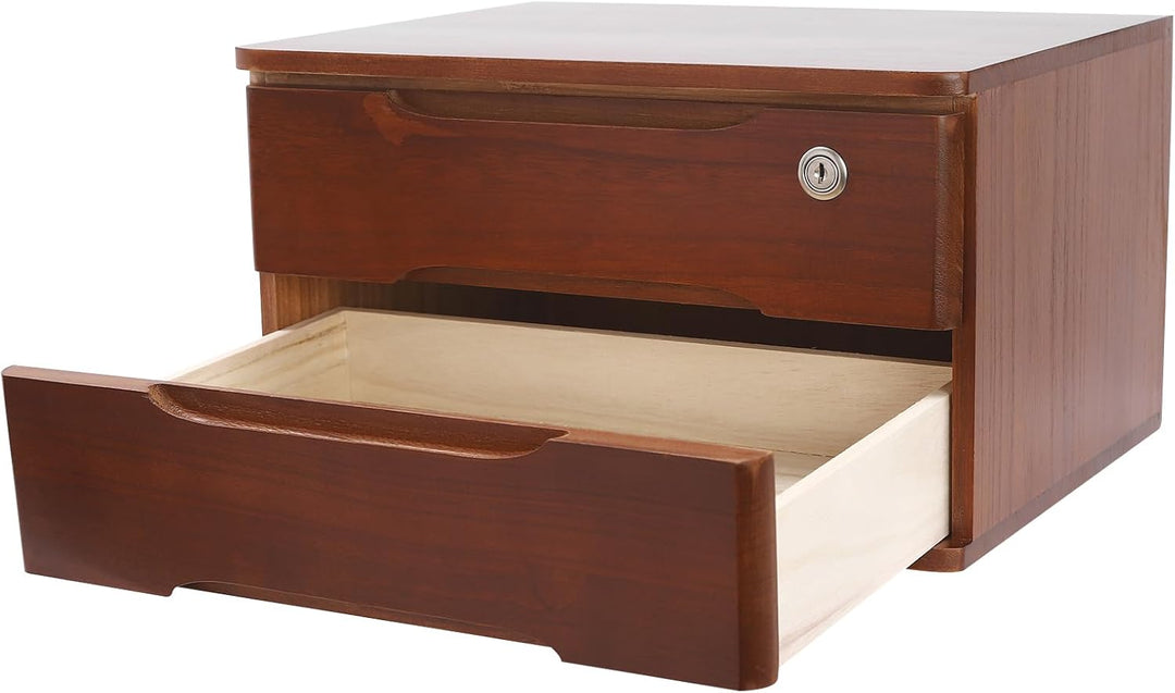 Schubladenbox Schreibtisch, Box Abschliessbar 5kg Tungholz Mit 5-Stufiger Organizer Schlüssel Anti-R
