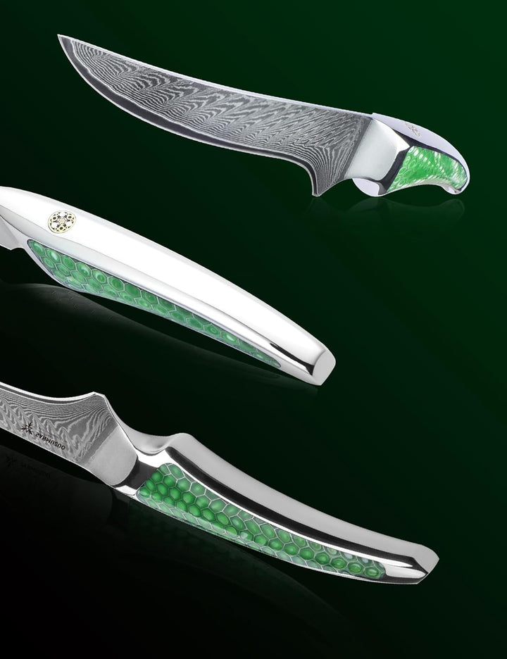 SANMUZUO 18CM Filetiermesser, Küchen- und Fischmesser aus Japanischem VG-10-Damaszenerstahl, ultrasc
