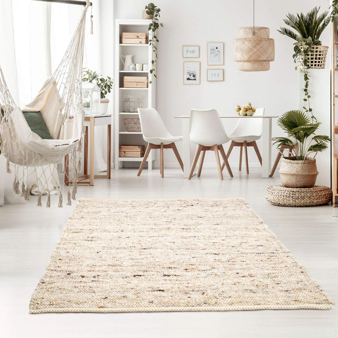 Taracarpet Handweb-Teppich Oslo Wolle im Skandinavischem Landhaus Design Wohnzimmer Esszimmer Schlaf
