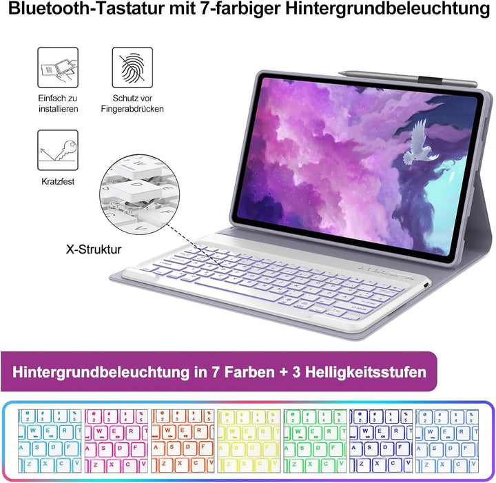 Tastatur Hülle für Honor Magic Pad 2 Tablet 12.3 Zoll, 7 Farben Beleuchtung, Deutscher QWERTZ Tastat