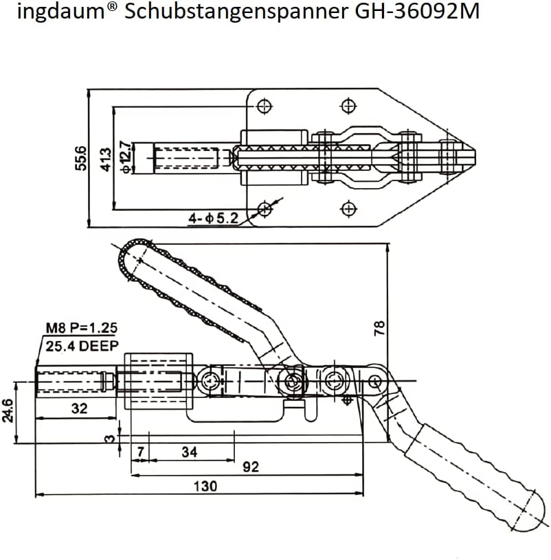 INGDAUM® Schubstangenspanner, Einstellbarer Schubstangenspanner, Kniehebelspanner, Schnellspanner Kn