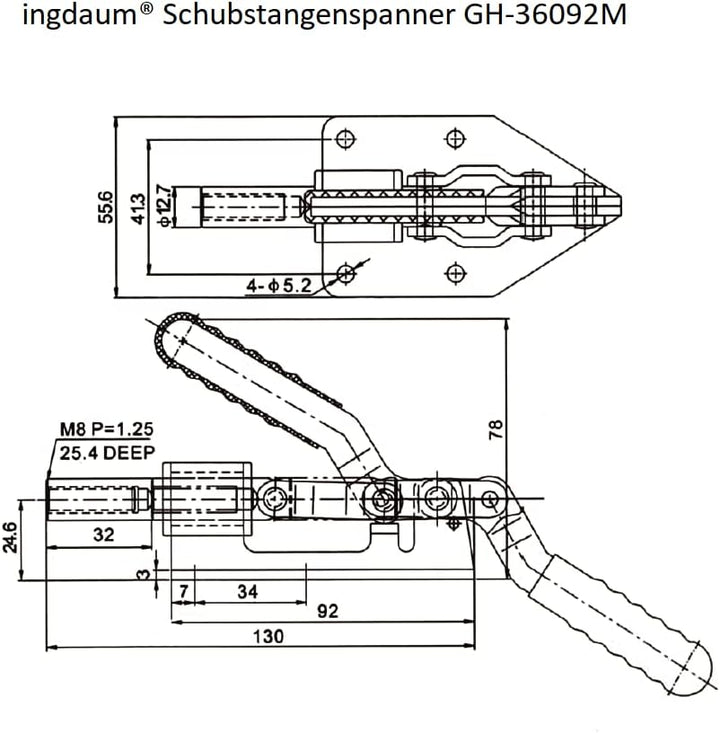 INGDAUM® Schubstangenspanner, Einstellbarer Schubstangenspanner, Kniehebelspanner, Schnellspanner Kn