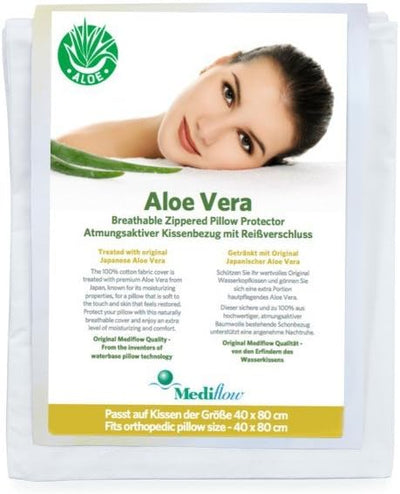 Mediflow 5228 Aloe Vera Aktion Wasserkissen, Faserfüllung, Orthopädisches HWS Stützkissen, Baumwolle