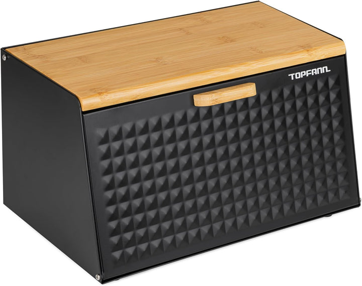 Brotkästen Brotkorb Brotbox Bambus Gross Brotbehälter Brotdose Schwarz Metall