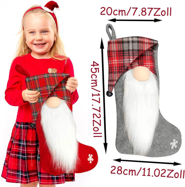 Nikolausstrumpf Gross, 2er Set Nikolausstiefel zum Befüllen Vliesstoff Weihnachtsstrumpf zum Befülle