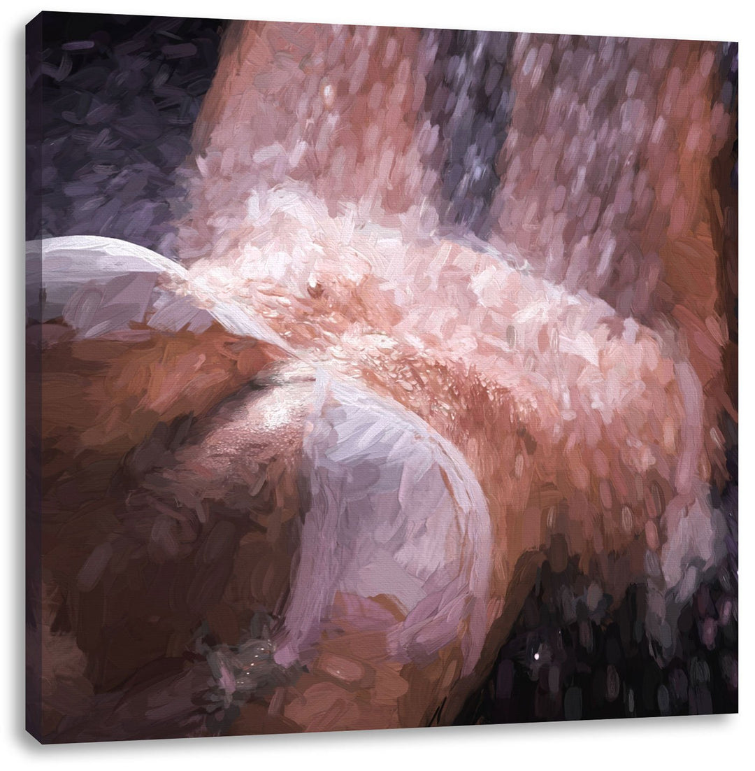 Pixxprint Frau im Bikini unter Einer Dusche als Leinwandbild | Grösse: 70x70 cm | Wandbild | Kunstdr