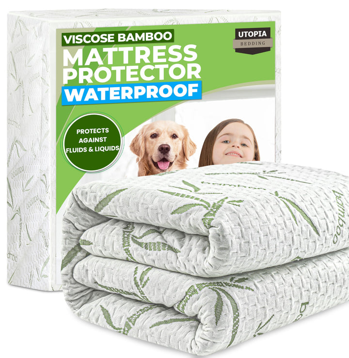 Utopia Bedding Matratzenschoner aus Bambus, hypoallergen, atmungsaktiv, kühl, ohne Vinyl Twin, USA S