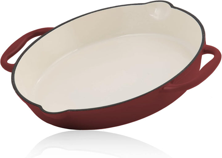 Mahlzeit Gusseisenpfanne Emailliert | Ø 29 cm | Dark Cherry | Gusseisenbratpfanne mit zwei Griffen u