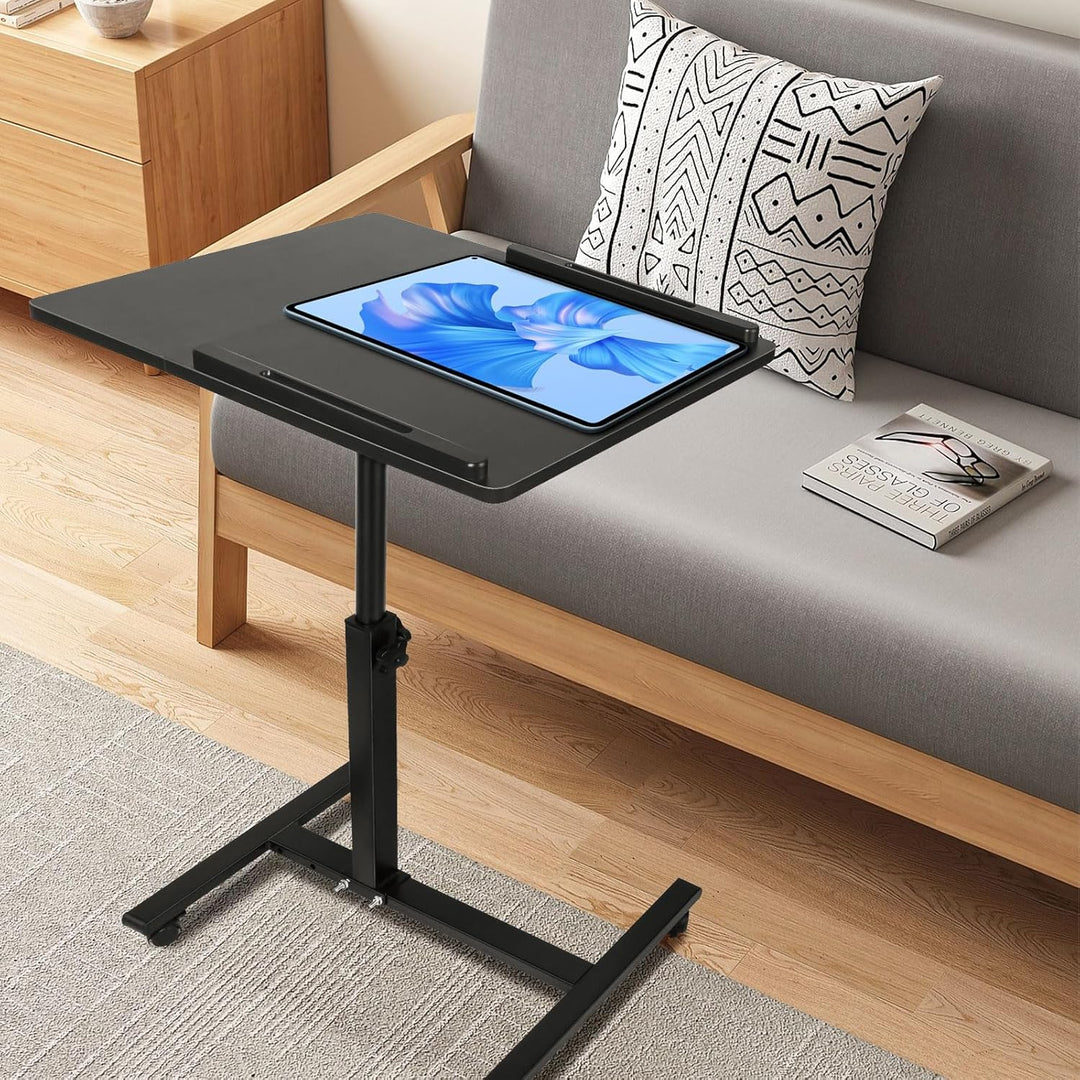 Betttisch mit Rollen, Betttisch für Laptop, Serviertablett für Sofa, Bremsen an beiden Hinterrädern,