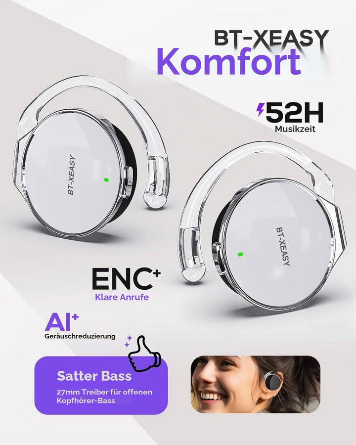 Micool On Ear Kopfhörer Bluetooth 5.4, Open Ear Kopfhörer Kabellos Geräuschunterdrückung, Wassertrop