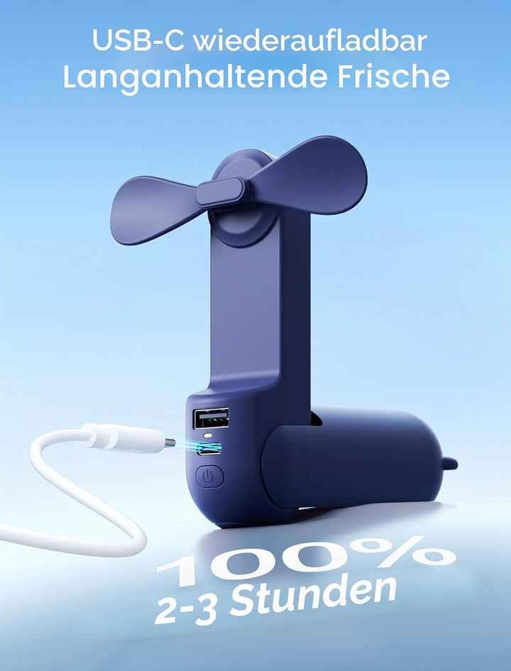 JISULIFE Mini Handventilator, 3-in-1 Handventilator, wiederaufladbarer USB [12–19 Betriebsstunden] m
