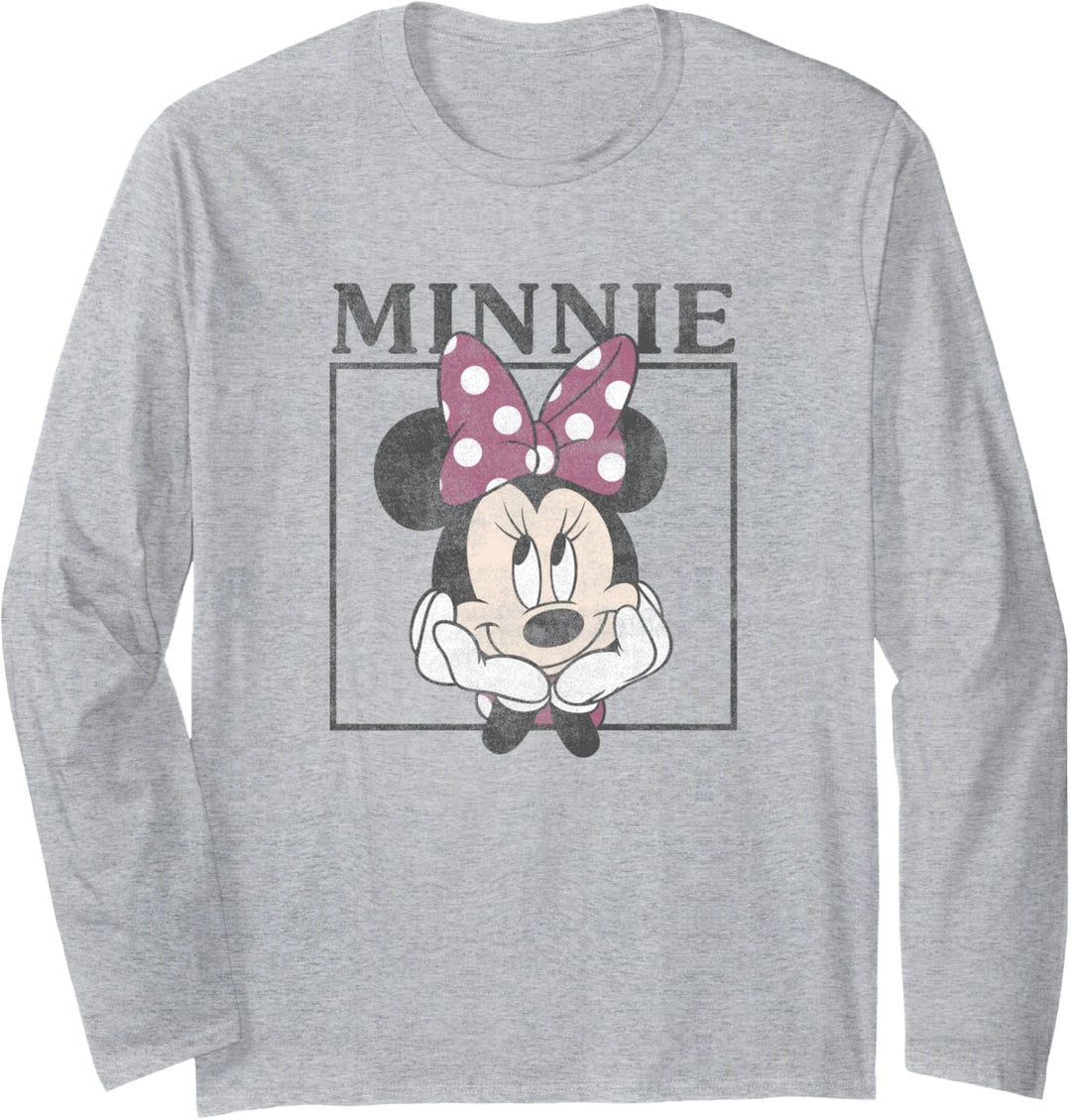 Disney Minnie Box Up Pink Polka Dot Bow Langarmshirt