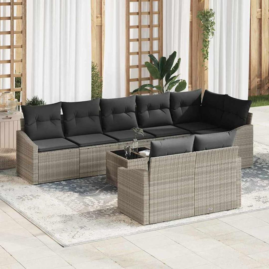 Homgoday Garten-Sofa-Set Hellgrau Poly-Rattan, Komfortabel &amp; Wetterfest für Terrasse &amp; Garten