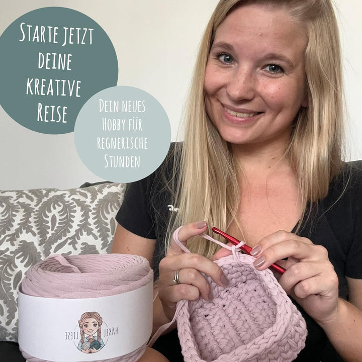 HÄKEL LIESE Häkelset für Anfänger - Kleiner Korb, Textilgarn, Crochet Set, DIY Set für Erwachsene, K
