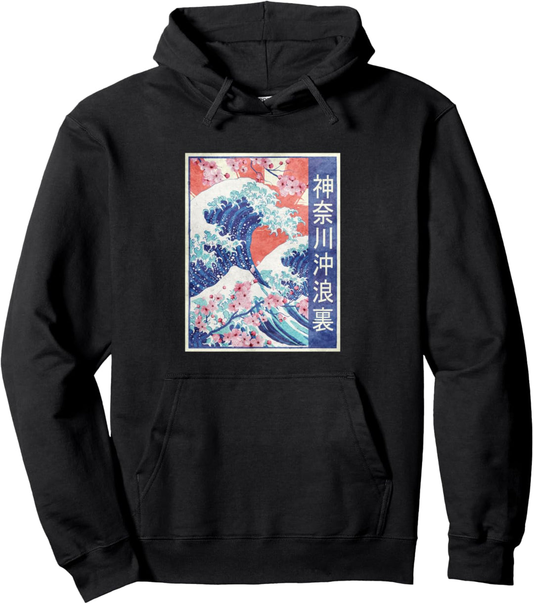 Grosse Welle aus Kanagawa Retro Vintage Pullover Hoodie