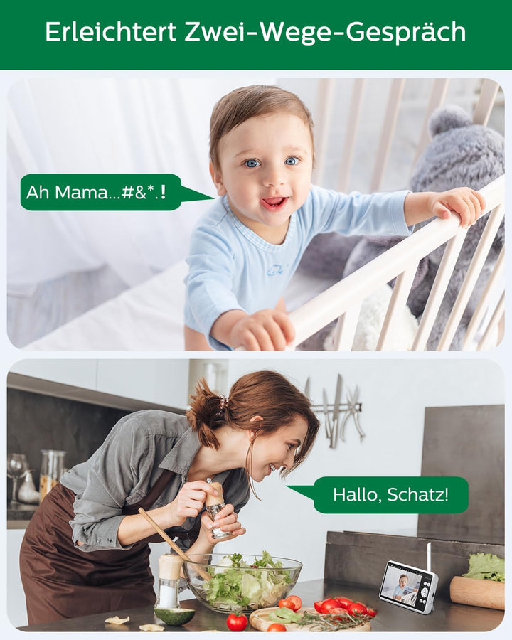Sebikam Babyphone mit Kamera 5 Zoll 720P HD Bildschirm Video Baby Monitor, 4000mAh Akku PTZ 355° Bab