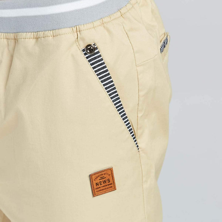 JustSun Kurze Hosen Herren Shorts Chino Baumwolle Sommer mit Tunnelzug M Khaki, M Khaki