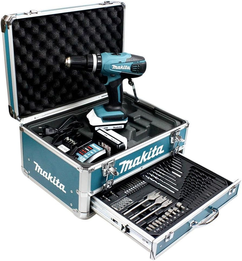 Makita HP457DWEX4 LI Akku-Schlagschrauber 18 V/1,3 Ah 13 mm Durchmesser (2 Batterien + Zubehörset hp