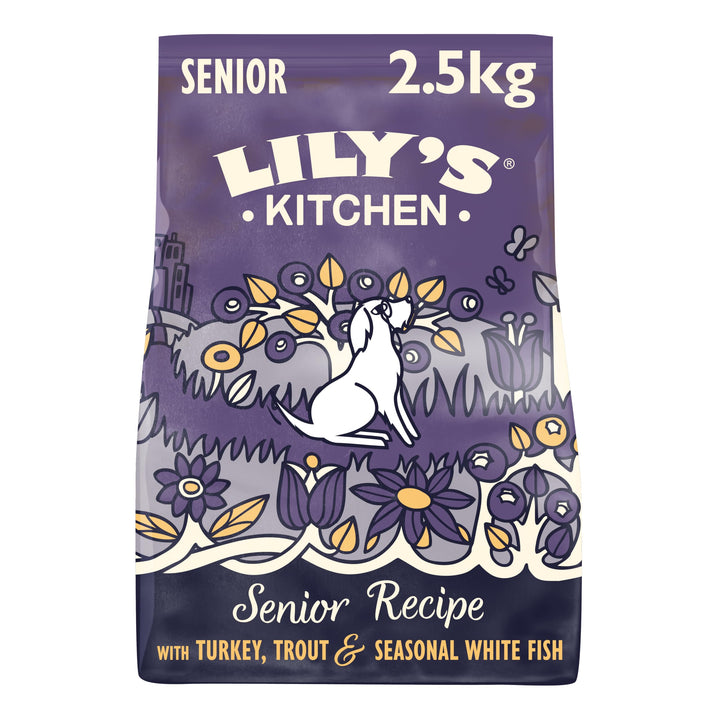 Lily‘s Kitchen Trocken Hundefutter für ältere Hunde (2.5kg) Truthahn, Forelle, Weissfisch der Saison
