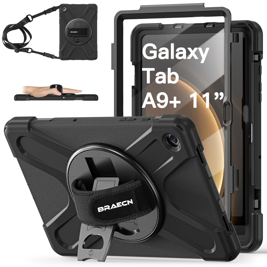 BRAECN für Galaxy Tab A9+ Hülle - Samsung Tablet A9 Plus 11" 2023 Schwarz | Stossfeste Schutzhülle m