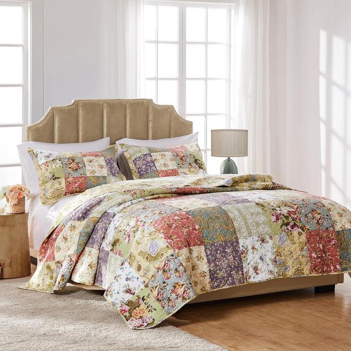Greenland Home Blooming Prairie Baumwoll-Patchwork-Bettwäsche-Set, 2-teilig, Twin/Twin XL, Mehrfarbi