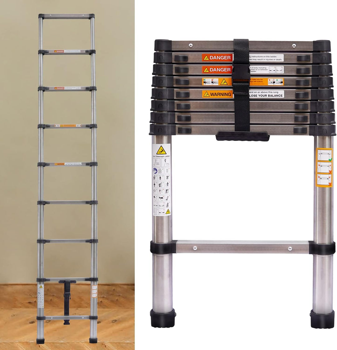 8.5FT Teleskopleiter Heavy Duty Steel Teleskop-Klappleiter Mehrzweckleiter für Home Outdoor Haushalt