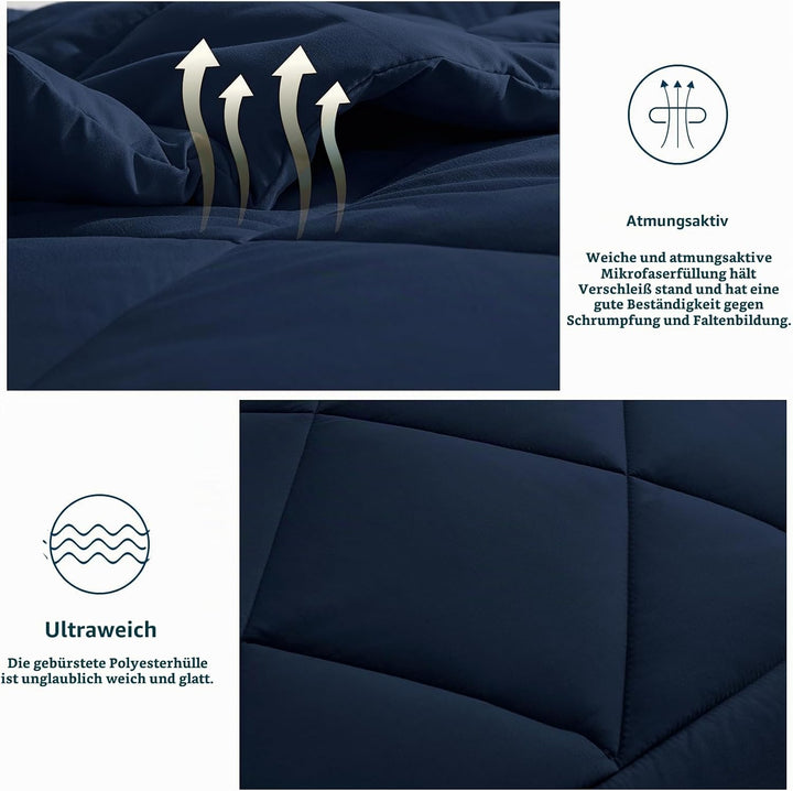 WAVVE Bettdecke 240x220 cm Ganzjahresdecke 4 Jahreszeiten, Steppdecke 300gsm Mikrofaser 220x240, Sup