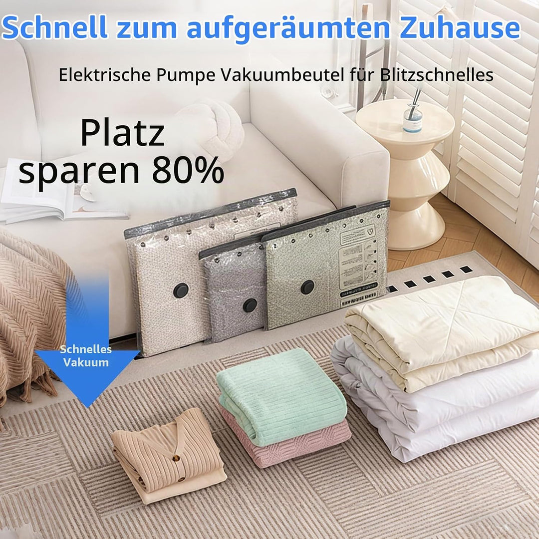 16 Stück Vakuumbeutel für Kleidung mit Kabelpumpe – 4 Grössen Vakuumierbeutel Kleidung (40x40, 40x50