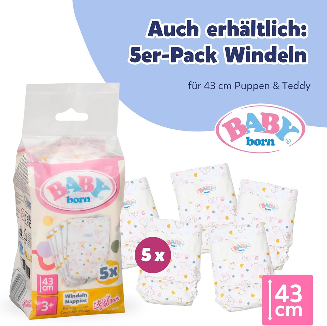 BABY Born Wickeltasche - Puppenwickeltasche mit Blumen-Design - Inkl. Wickelunterlage, Windel & Pude