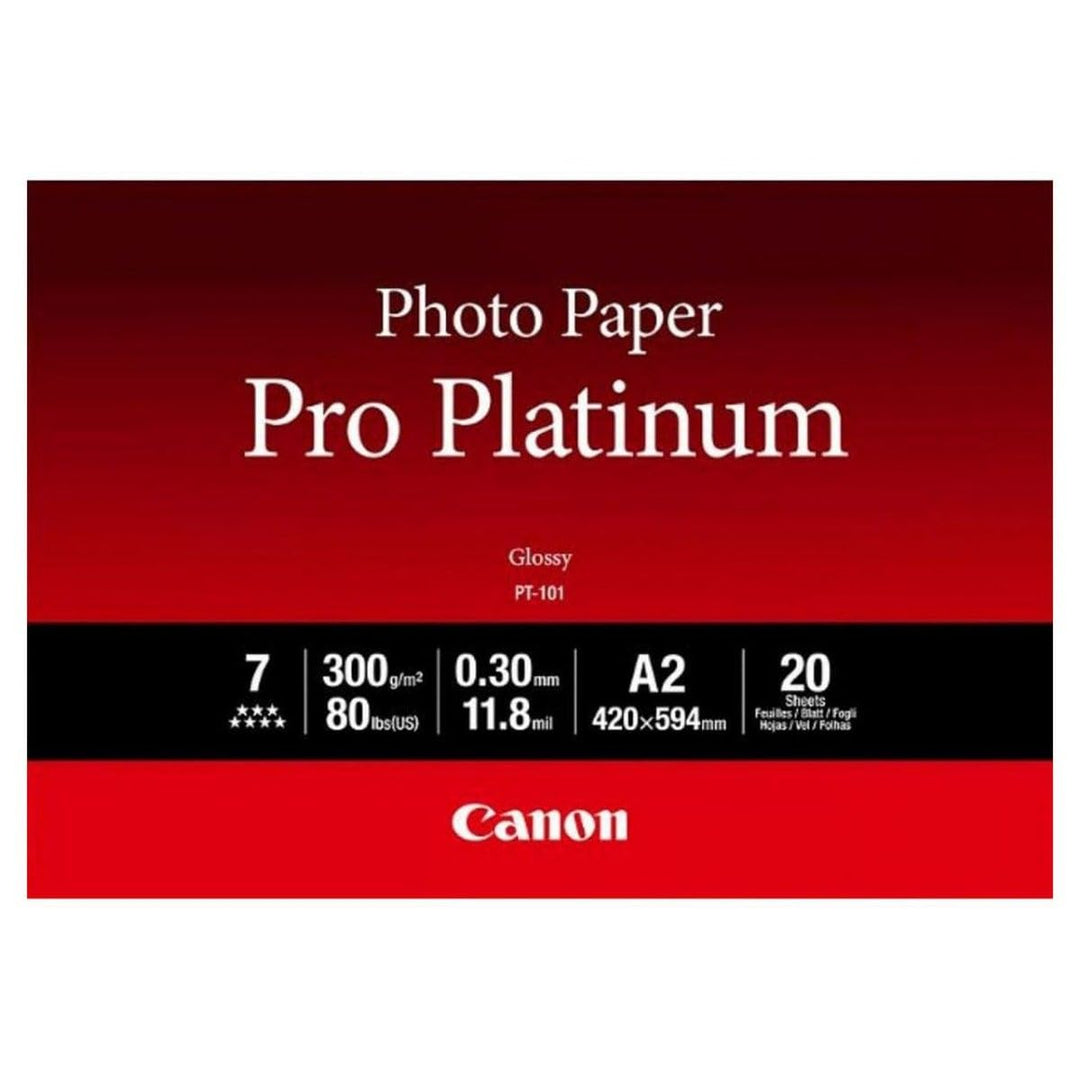 Canon PT-101 Pro Platinum Fotopapier - DIN A2, 20 Blatt (300 g/qm) für Tintenstrahldrucker, 2511817