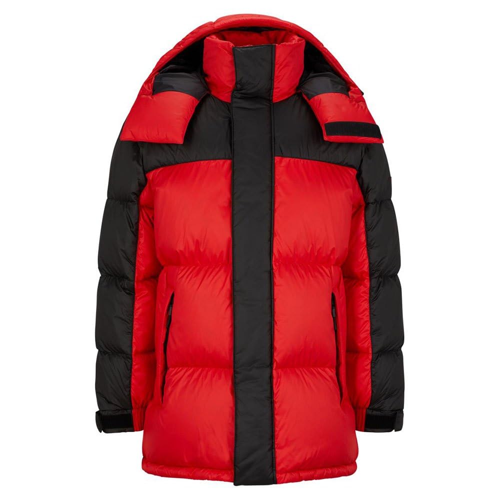 HUGO Herren Melmus2341 Wasserabweisender Parka mit gummiertem rotem Logo-Aufnäher 3XL Open Pink693,