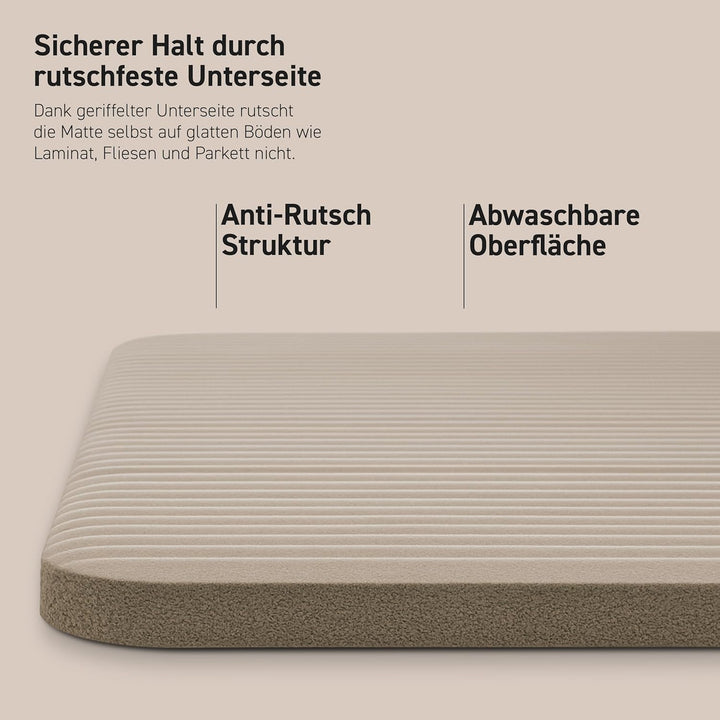 Gymnastikmatte | Yogamatte Premium rutschfest inkl. Tragegurt + Übungsposter + Workout App I Hautfre