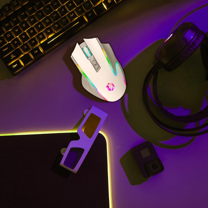 EMPIRE GAMING RF908 – kabellose Maus, wiederaufladbar, magnetische Ladestation, RGB – 10.000 dpi, 8