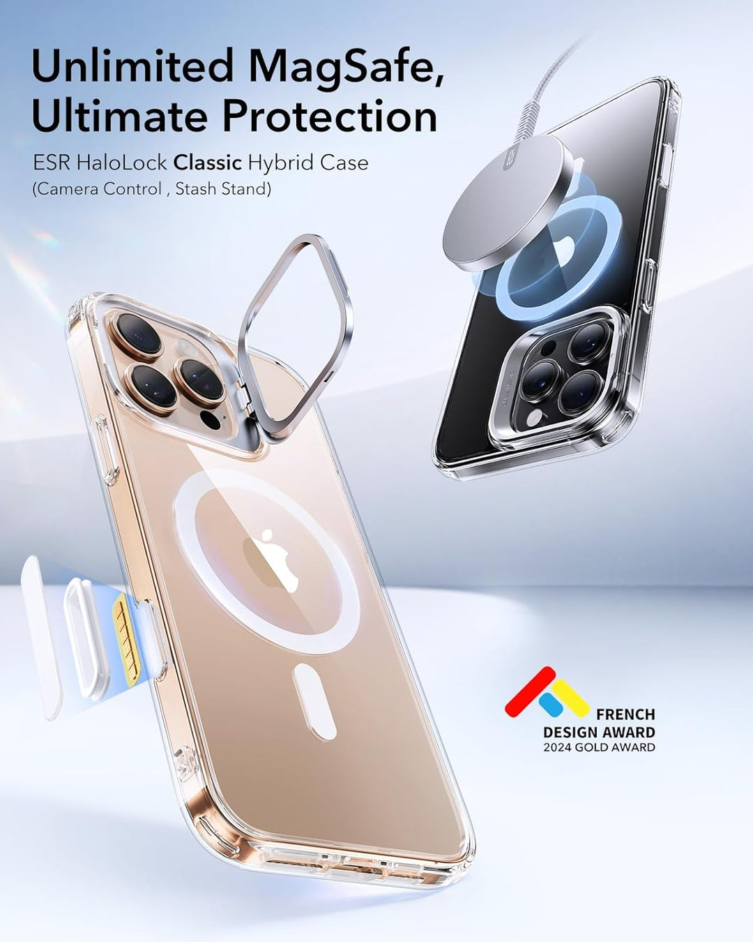 ESR für iPhone 16 Pro Max Hülle [Kamerasteuerung] Kompatibel mit MagSafe [Versteck Robust Ständer] M