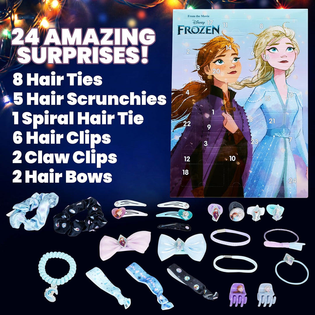 Disney Frozen Adventskalender 2024, Haarschmuck & Accessoires für Mädchen (Blau/Lila), Blau/Lila