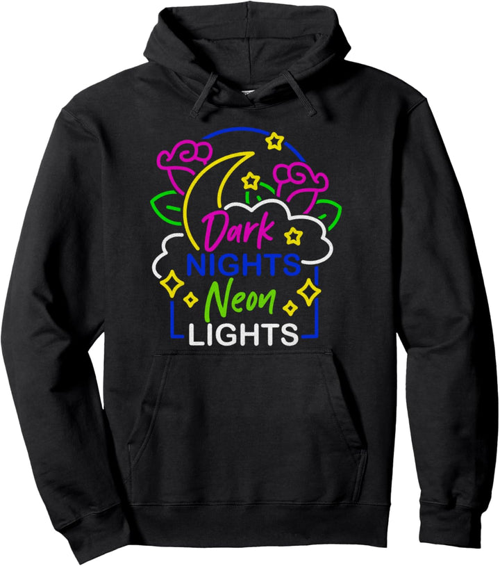 Dark Nights Neon Lights Gothic Occult Grunge 90s Pullover Hoodie