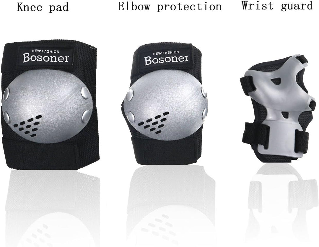 BOSONER Knieschoner Kinder Schoner Inliner Protektoren 6er Set Schützer Inliner Inline Skates Knie U