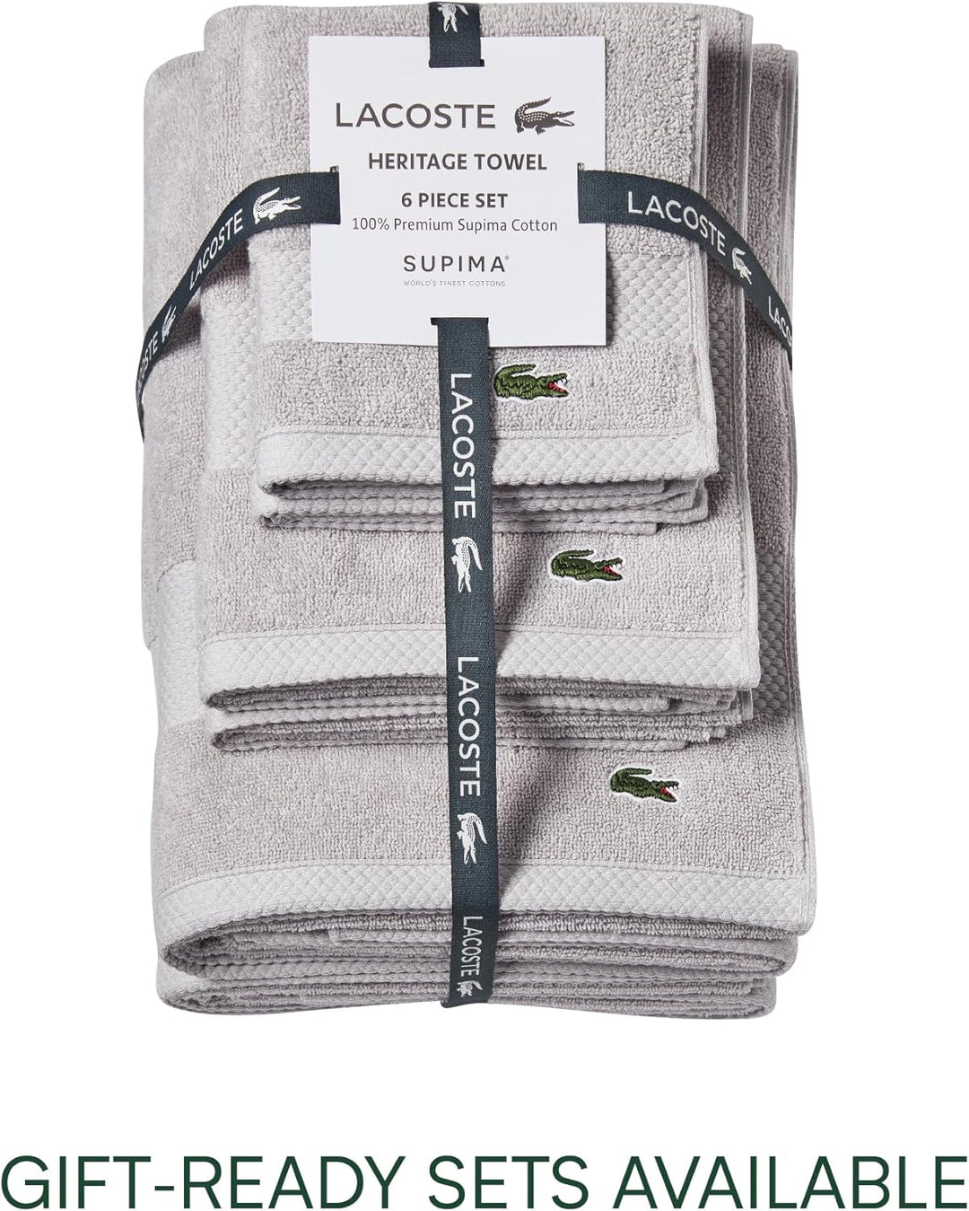 Lacoste Heritage Supima Badetuch, Baumwolle, Mikrochip, 76,2 x 137,2 cm Bath Towel 30x54 Mikrochip,